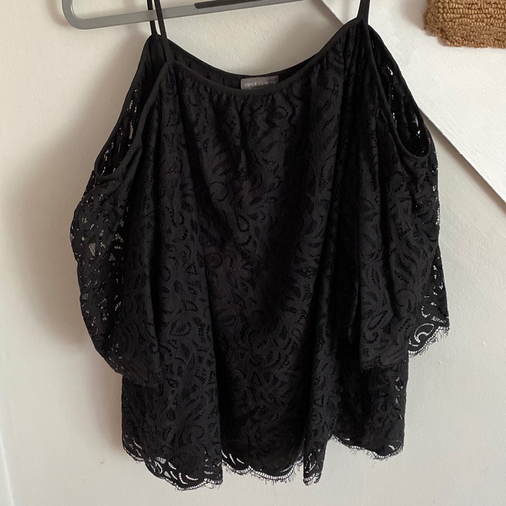 Vince Camuto Black Lace Off the Shoulder Top